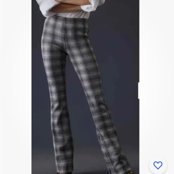 NWT Anthropologie Maeve Plaid Bootcut Pants Black Size M - Picture 2 of 4